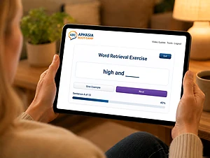 An example page from the aphasia speech therapy app